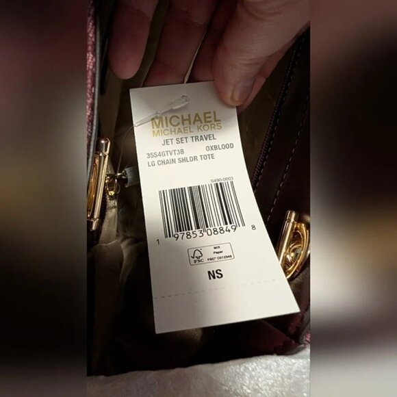 NWT Michael Kors Jet Set Large Signature Logo Shoulder Bag Oxblood Multi - Picture 2 of 8